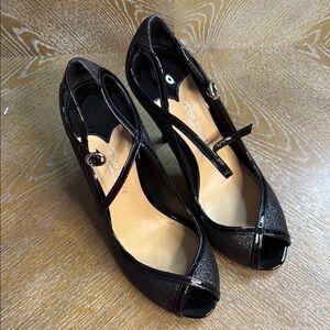 THE SELLER Black Elegant Shimmer Peep-Toe High Heels 37.5